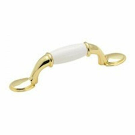 AMEROCK 245WPB 3 In. Brass Cabinet Pull And Plas Insert 6755680